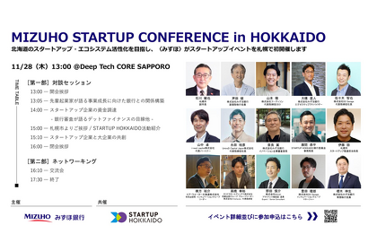 【11月28日】～北海道初開催！MIZUHO STARTUP CONFERENCE in HOKKAIDO～参加のお知らせ